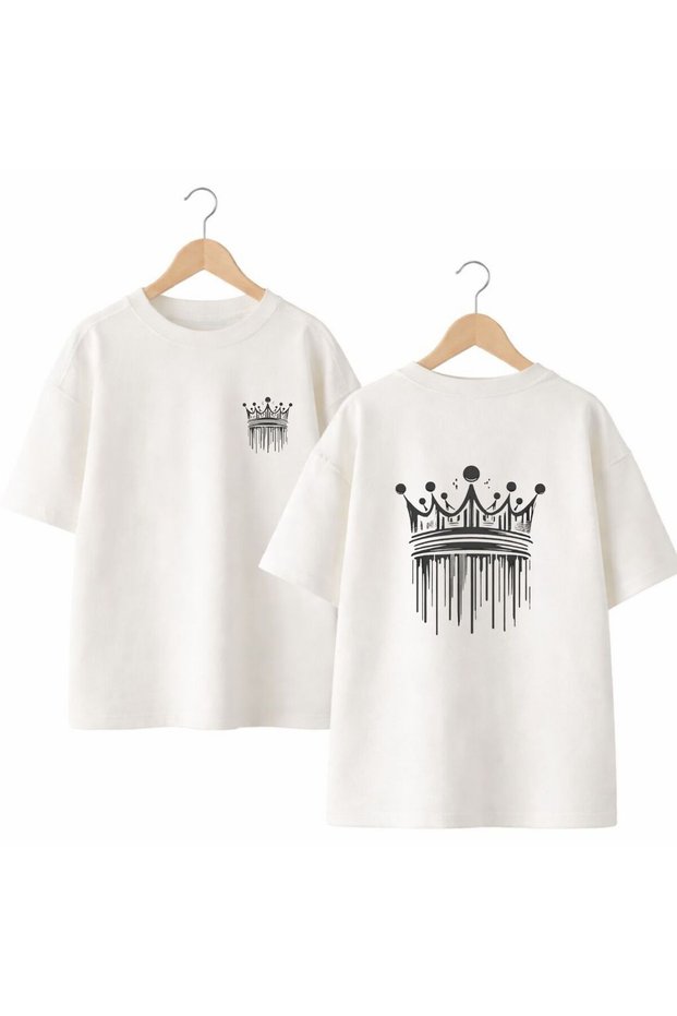 Taç Red Back and Front Chest Printed 100% Cotton Oversize Loose Regular Fit Crew Neck T-Shirt