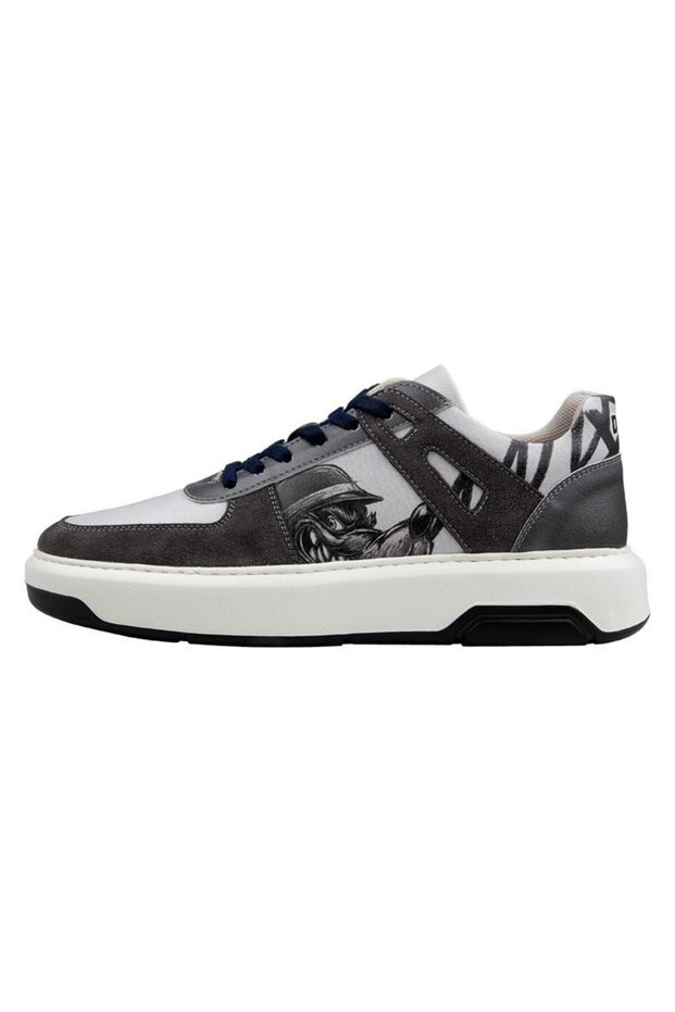 Men's vegan leather grey sneakers - trouble design