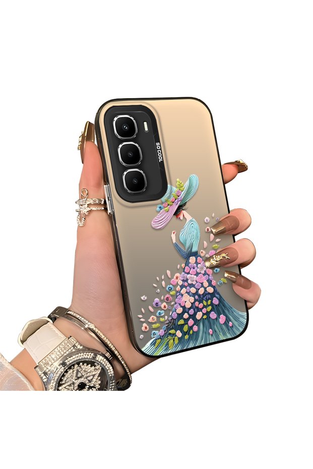 Infinix Hot 60I Compatible Silicone Edge Hard Back Case Couple Phone Case Beautiful Girl Patterned
