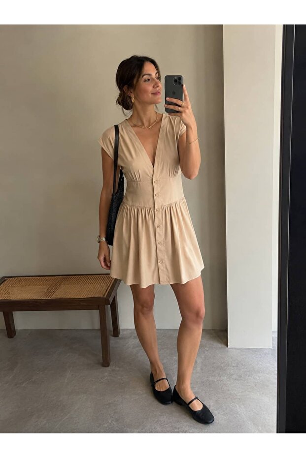 Rochie mini cu nasturi - 3