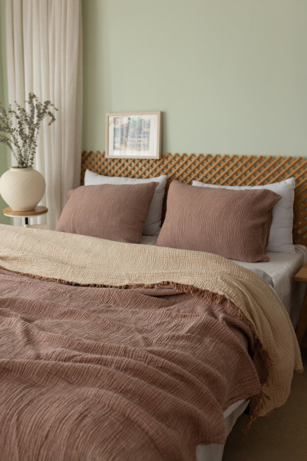 4 Layer Muslin 100% Cotton Single Bedspread/Bed Throw 160X230Cm