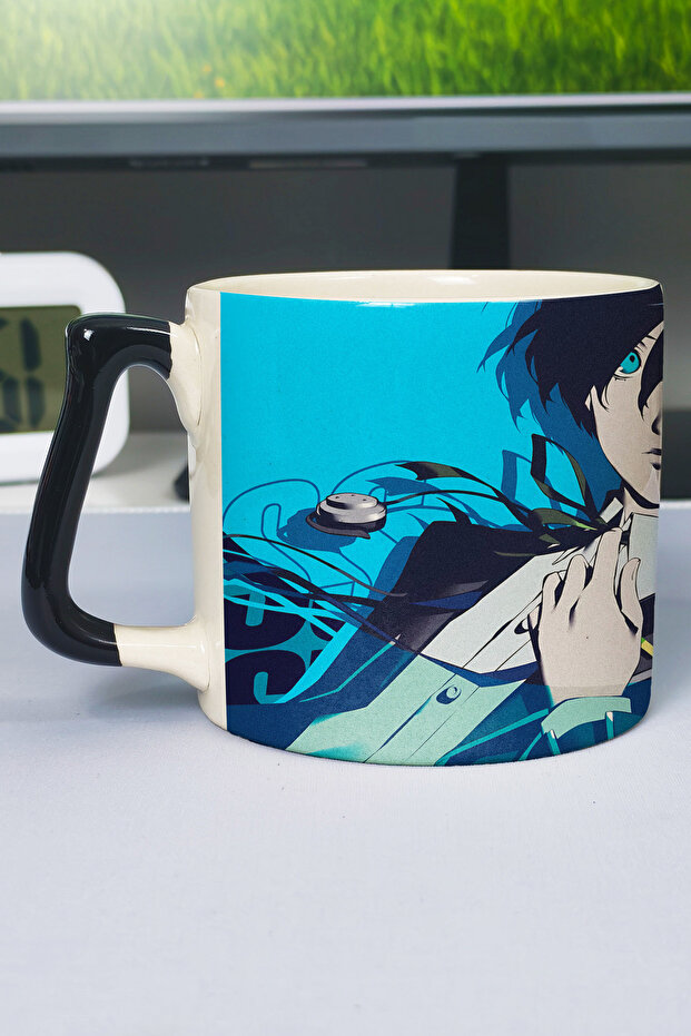 كوب سيراميك فاخر مطبوع عليه شخصية بيرسونا 3 (قطعة واحدة) بمقبض أسود خاص V4D
