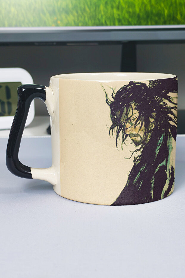 Vagabond Anime Printed Ceramic Luxury Mug (1 Piece) Custom Black Handle Wave Handle V2D