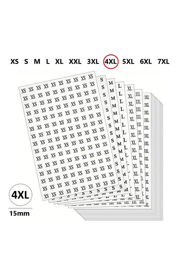 4Xl-Store Clothes, Size Label Diameter-15Mm Self-Adhesive (300 Pieces) Round Size Label