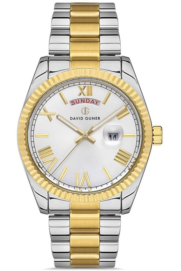 Dg-8329Ga2-D1 Curved Calendar 3 Atm Water Resistant Metallic-Gold Color Men's Wristwatch