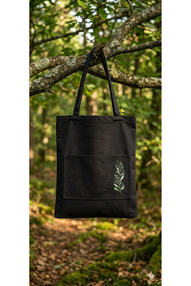 Black Cloth Bag with Pockets