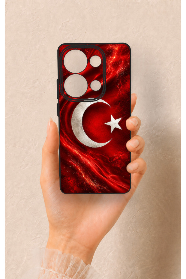 Redmi Note 13 Pro 4g Compatible Turkish Flag Patterned Silicone Case