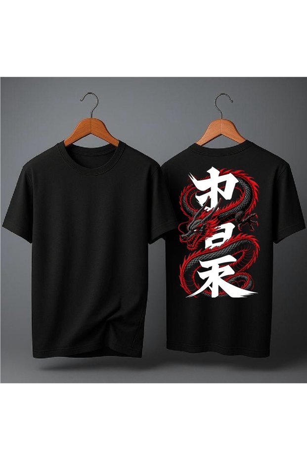 Red Black Dragon Oversized T-Shirt