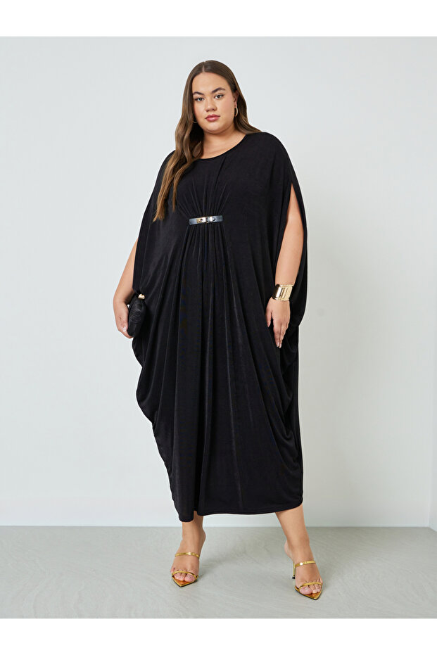 Plus Size Buckle Detail Overlay Maxi Dress and Cami