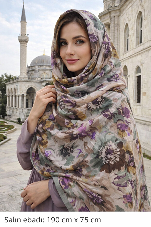 Locella Salt Flower Patterned Green Yellow Kahfe Purple Tone Available 1 Piece Good Quality Useful Beautiful Stylish