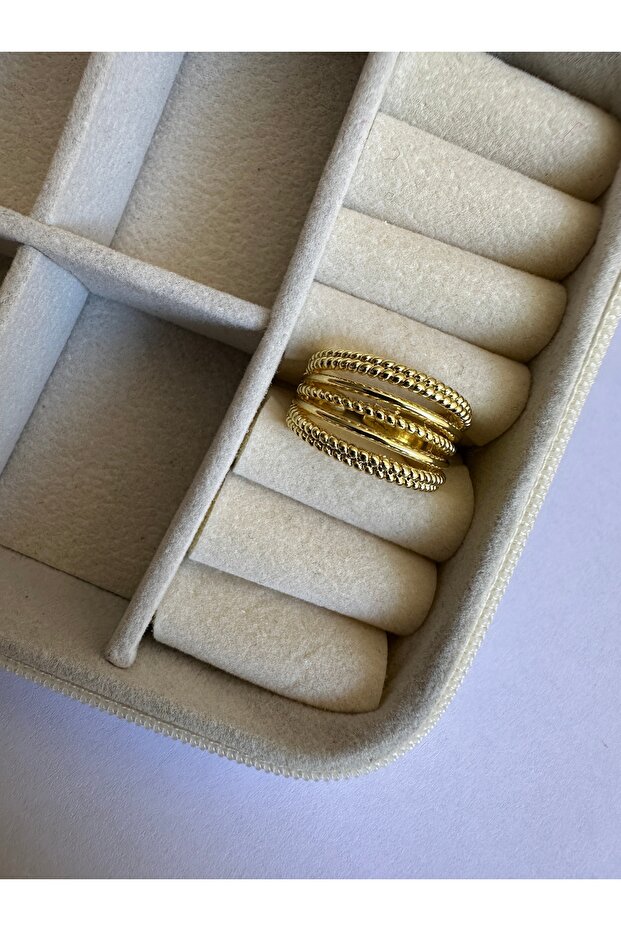 Gold Wire Beaded Ring - 2