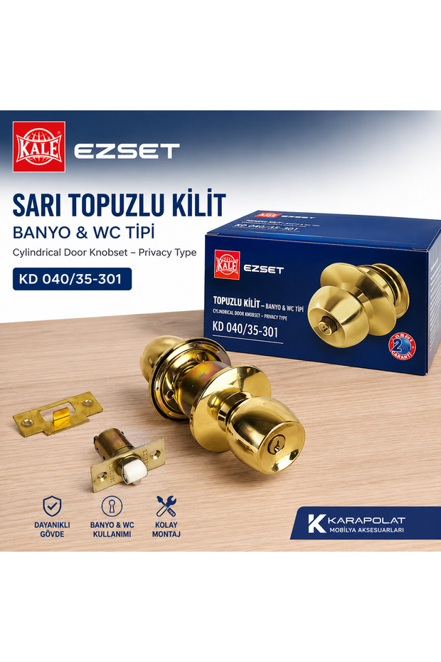Kale Ezset Yellow Knob Lock Bathroom & Wc Type