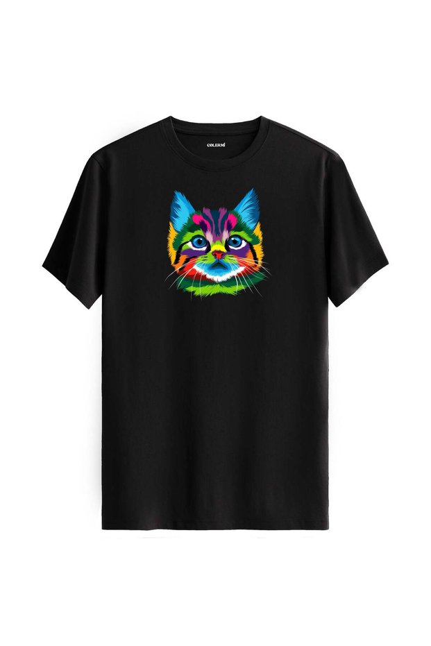 Colorful Misty Cat Printed T-Shirt
