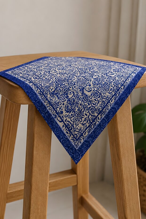 Cobalt Blue Ethnic Patterned Bandana