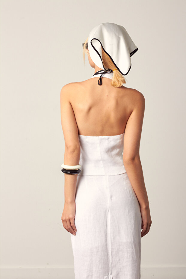 100% Linen Backless Vest - 4