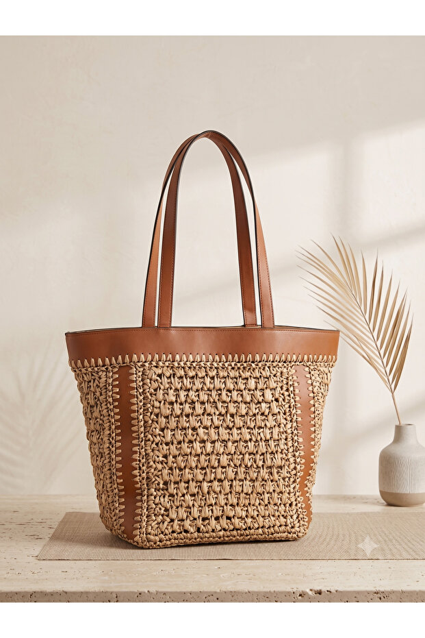 Camel Straw Bag Cnt1208