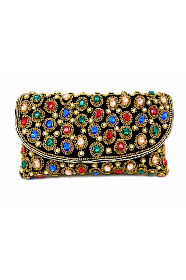 Luxury Crystal Beaded Evening Bag with Chain Strap – Handmade Women's Party Clutch