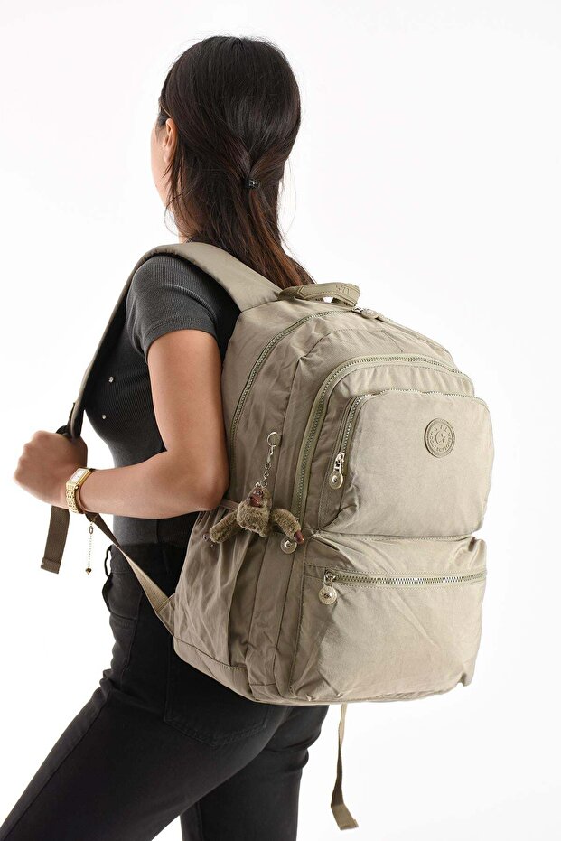 Unisex Mink School Bag, 16 Inch Laptop Bag, Crinkle Waterproof Fabric Backpack, 47X30X15Cm