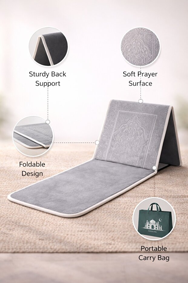 Foldable Prayer Mat with Back Support - 4