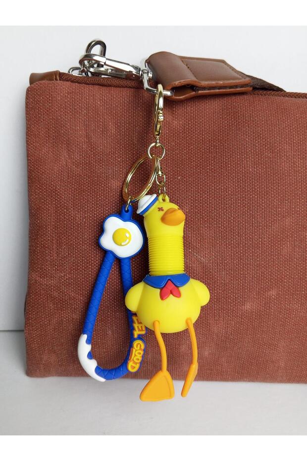 Duck Figured Silicone Keychain Bag Charm with Extended Neck
