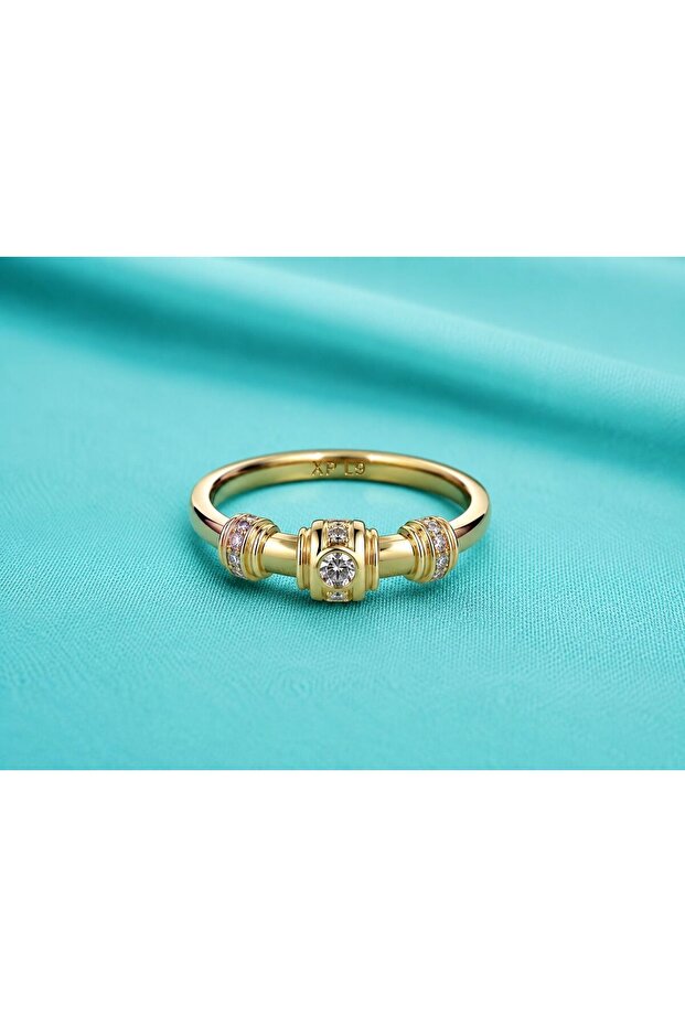 Women's Gold Triple Cylinder Transitional Design Ring - Luxury Medical Alloy Alloy and Joint Ring