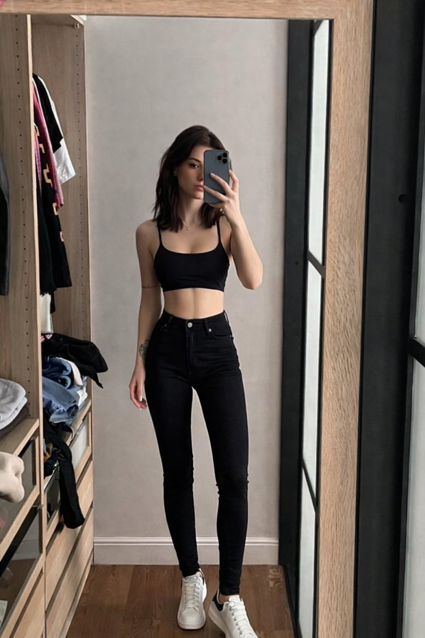 Women's Cotton Classic Black Skinny Jeans