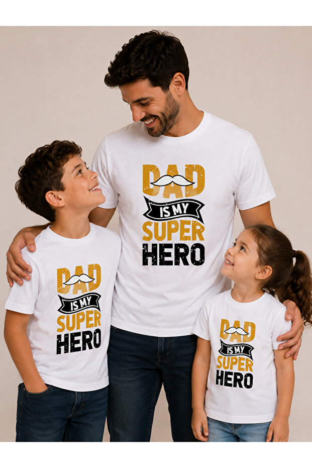 Father's Day Dad Super Hero Printed T-Shirt (Order 2 Pieces for a Combination)