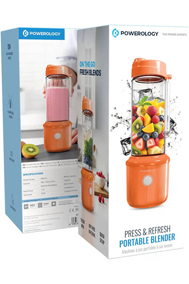 Press & Refresh Portable Blender Orange