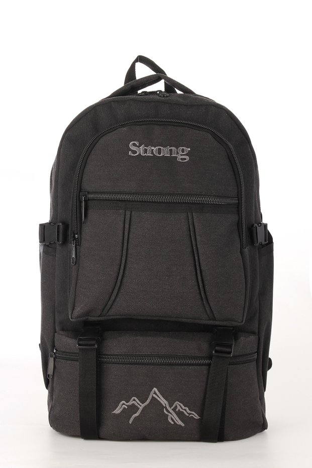 Sr-03 Unisex Canvas Fabric Outdoor Backpack with Laptop Compartment Mountaineering Backpack Escp01 Black