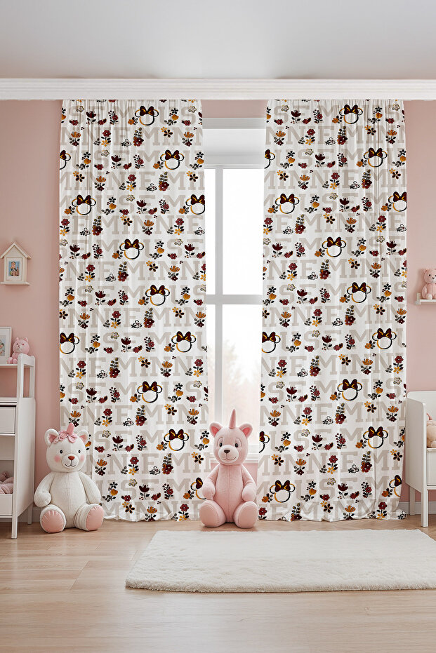Minnie's Garden Patterned Children's Baby Room Background Curtain (Single Wing Pricing)