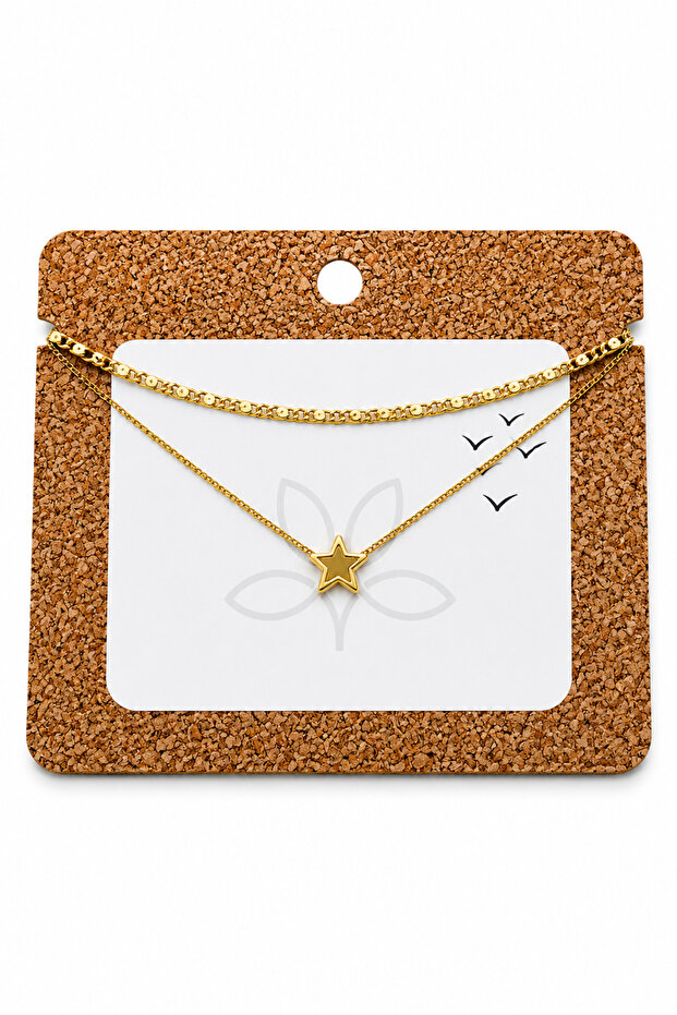 Women's Yellow Brass 2-Piece Star Detailed Bracelet Combination