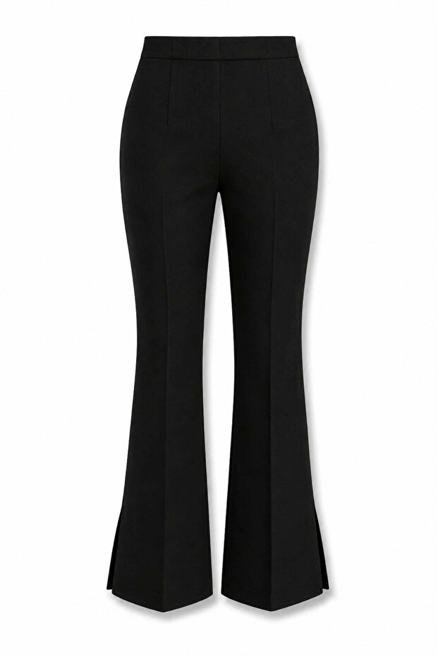 Black Slit Bell-Bottom Trousers 9024