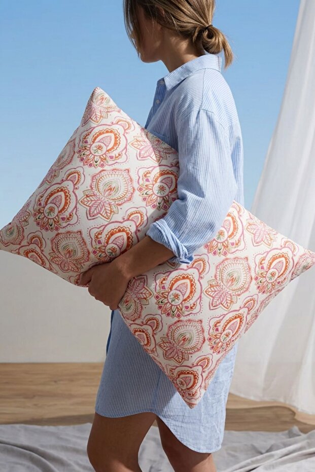 Cotton Collection Ranforce 2-Piece Pillowcase Maıra Salmon