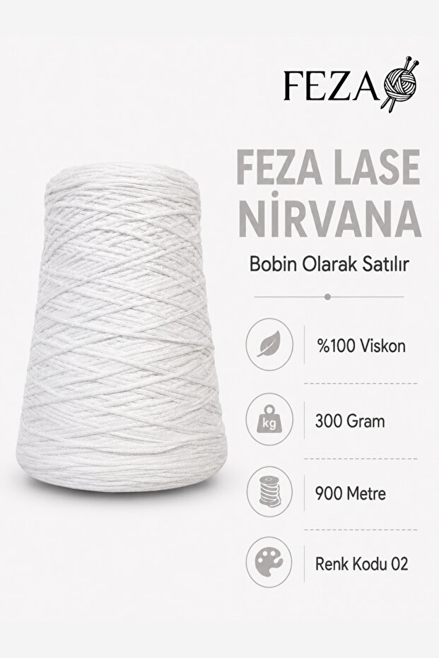 Lase Nirvana 100% Viscose Bobbin Knitting Yarn 300 Gr 900 Meters - Hand Knitting, Bag and Decorative Design Yarn