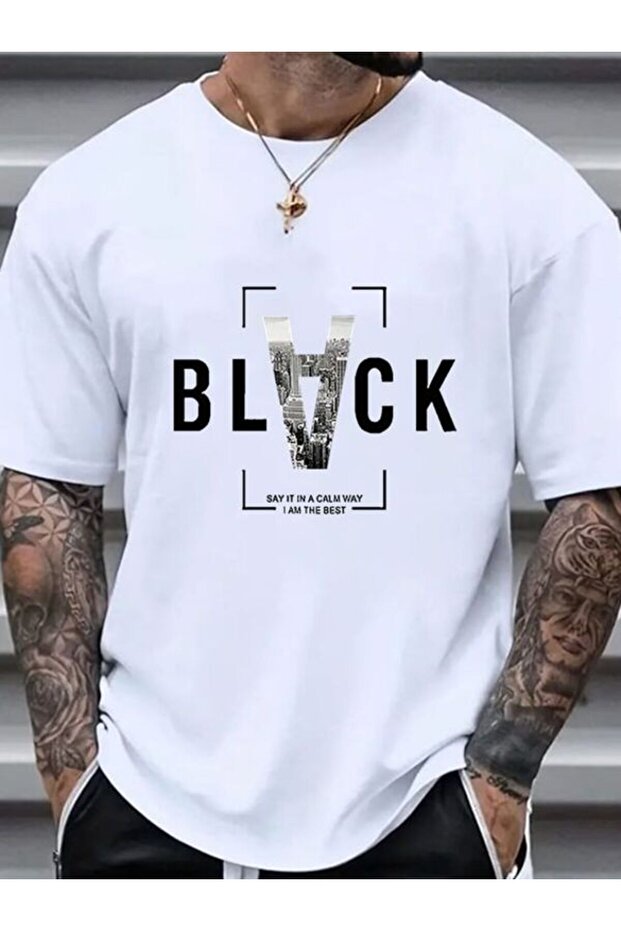 White Oversize Printed T-Shirt