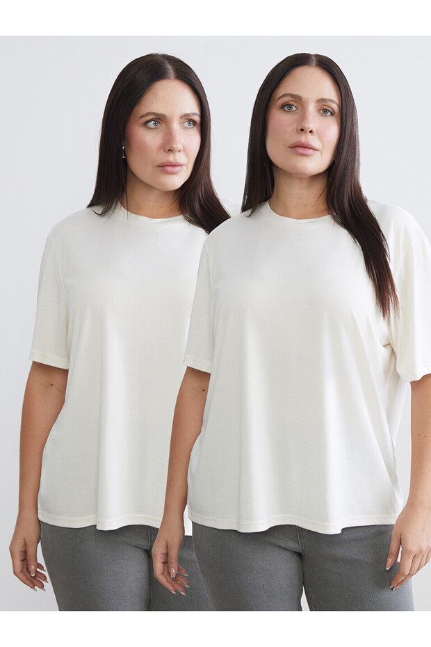 Two Mt Shop Quality Soulife White Combed Cotton Plain Standard & Regular Short Sleeve Women's T-Shirt