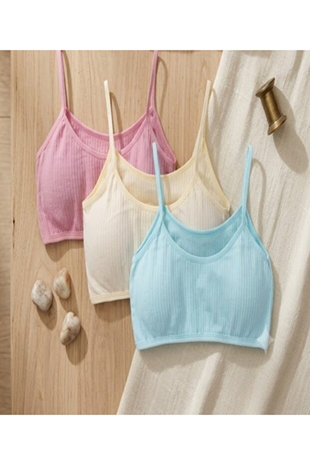 Girls' Crochet Bustier with Ip Straps and Pads, 3 Pieces