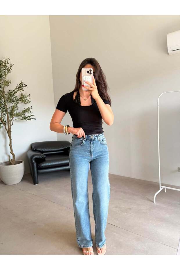 Blue Big Size Straight Jean