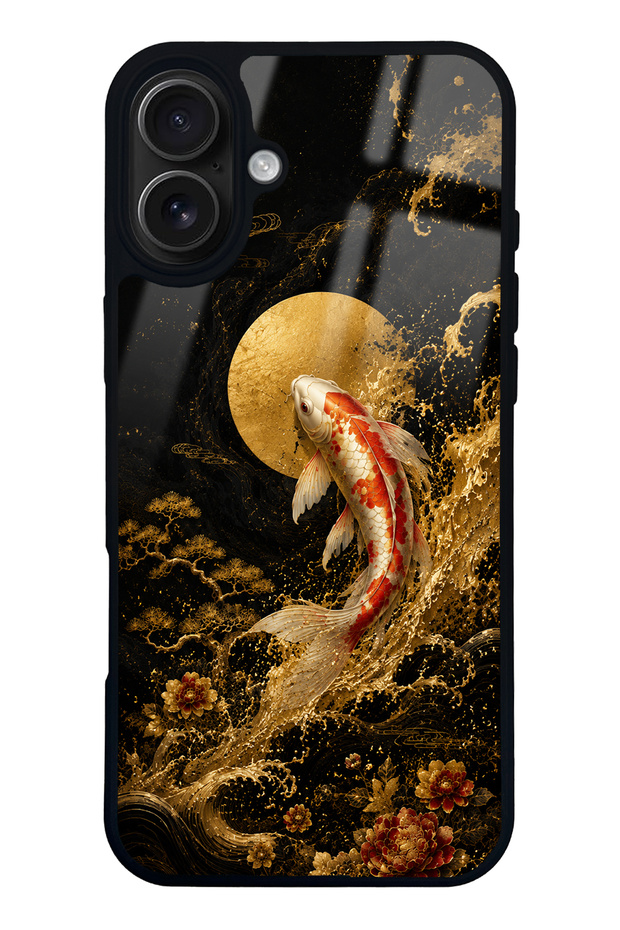 iPhone 16 Plus Golden Koi Elegance Design Glossy Phone Case