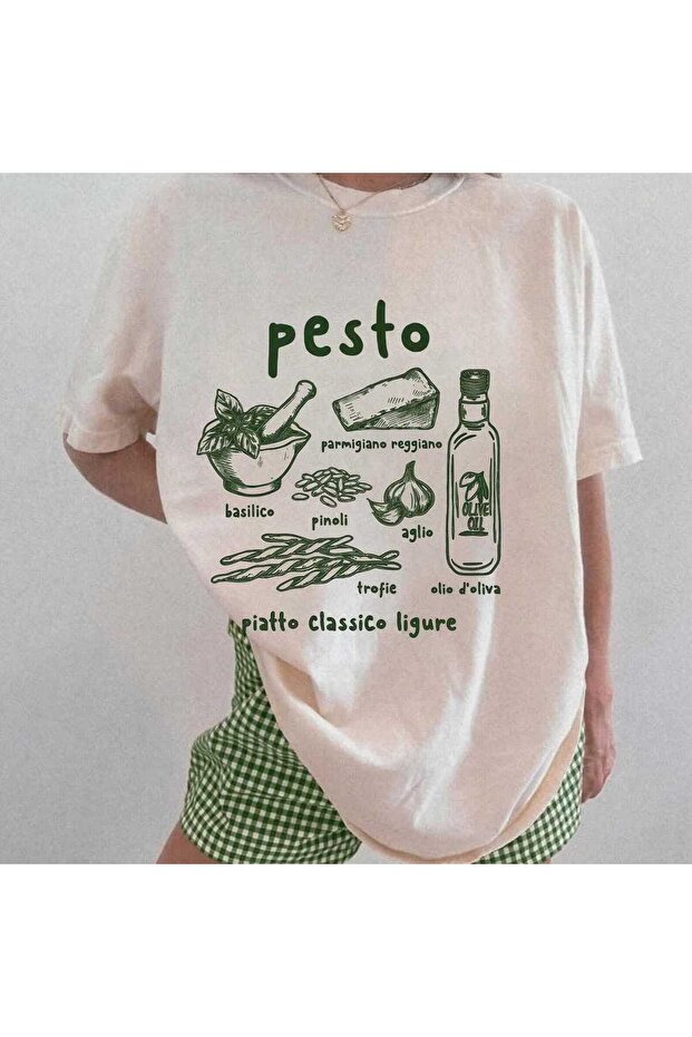 Pesto Pasta Printed Unisex Oversize T-Shirt