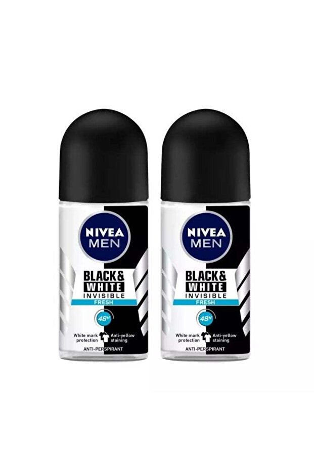 Men Black and White Invisible Fresh Roll On Antiperspirant for Men- 2X50ml