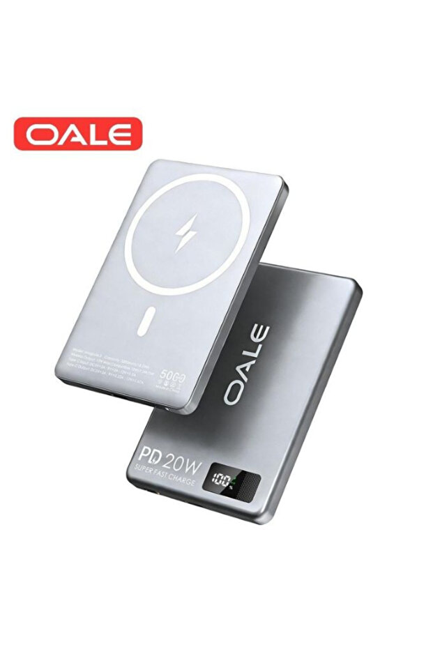 Slim Magnetic Wireless Power Bank, 5000mAh 20W PD Fast Charging for iPhone Android-BLACK /SILVER