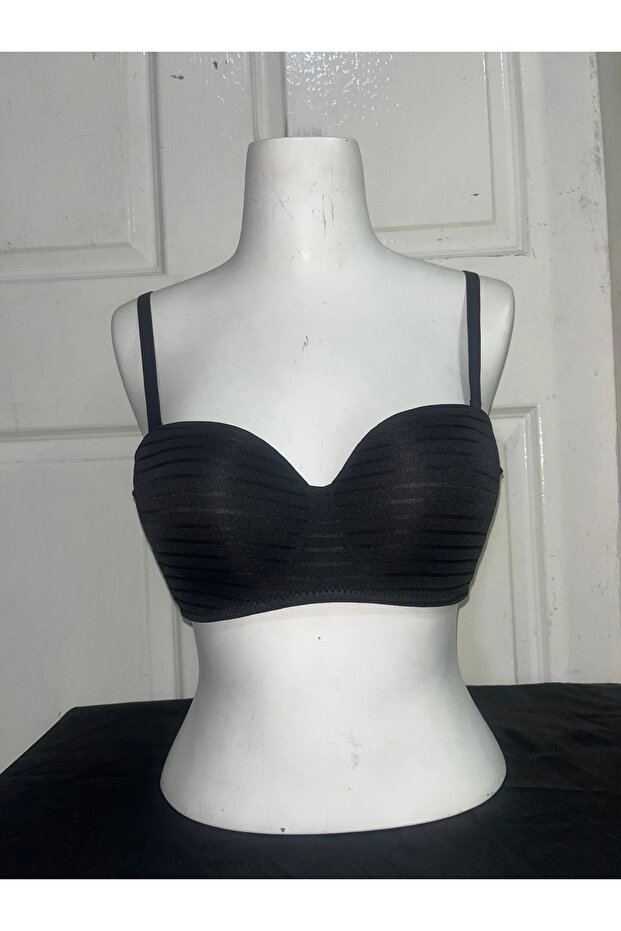 Stripe Patterned Underwire Non-Support Strapless Bra - 1