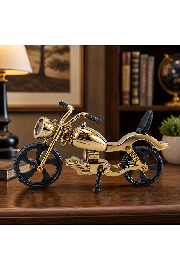Gold Black Decorative Metal Motorcycle Model Desktop Object