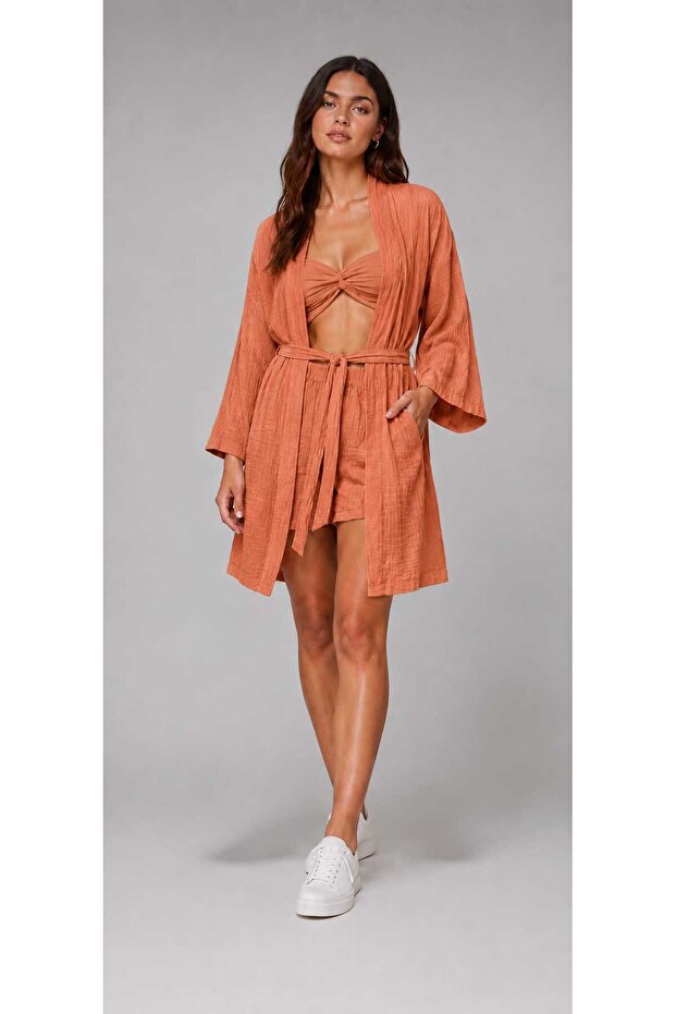 Muslin 100% Cotton Kimono 3-Piece Set