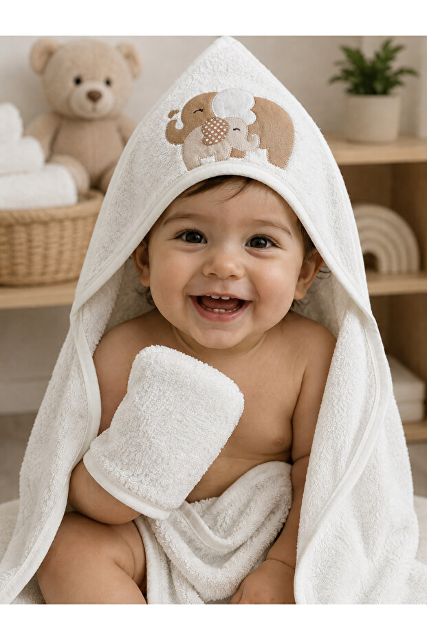 Baby patterned towel swaddle, baby bath towel eraser set