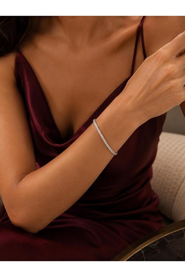 Silver Color Zircon Stone Waterway Bracelet 15Cm+3Cm