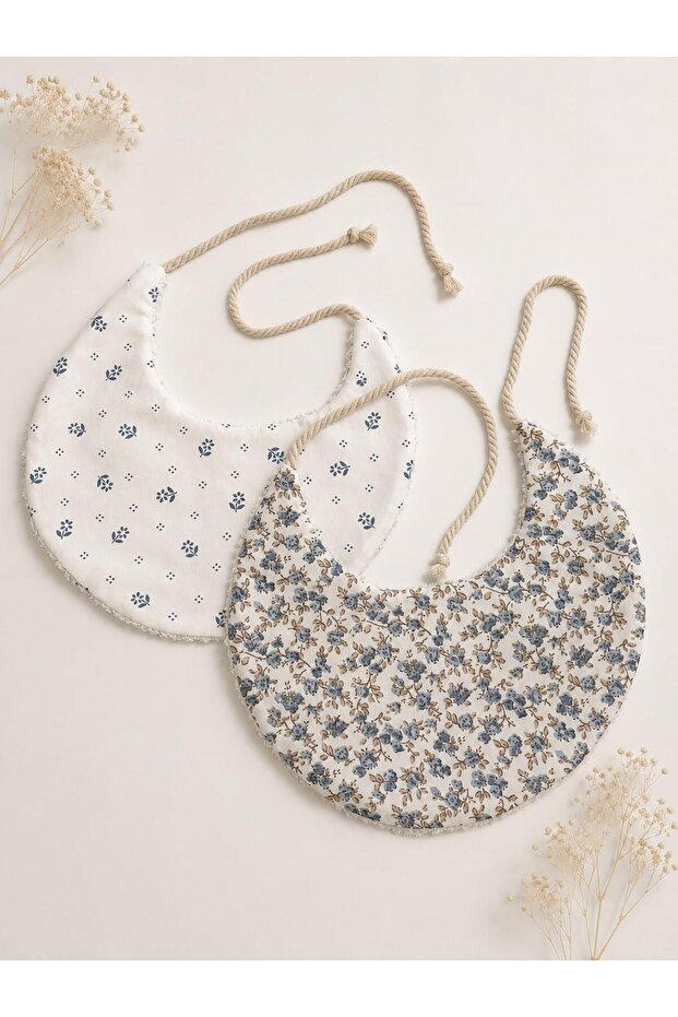 100% Cotton Baby Bib Set, Double Layer, Towel Collar (2 Pieces)