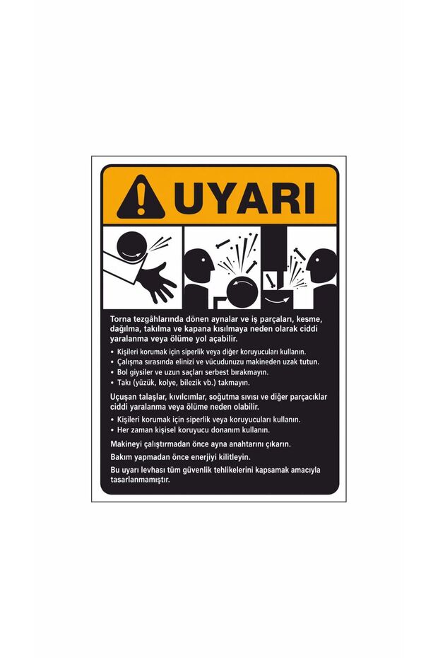 Lathe Workshop Warning Sign 40X30Cm Size