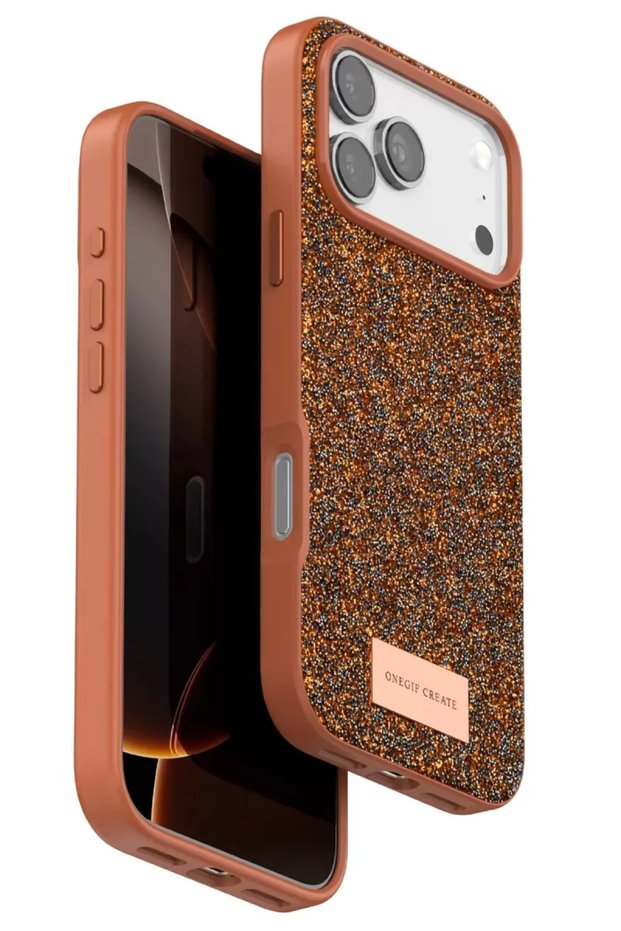 Onegif Apple iPhone 17 Pro Compatible Bright Glitter Cover - Orange